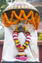 Indian tourism. Garuda. Indian traditional culture, art and religion. travelling in India.decorative vintage element. abstract authentic Oriental background, selective focus, copy space.