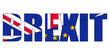 Brexit concept referendum on the UK withdrawal from the EU European Union flags of the UK are half with the EU. Brexit referendum campaign