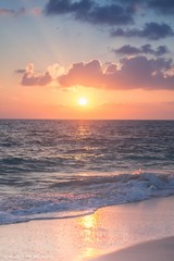 Wall Mural - vertical shot of the sea during golden hour on the beach