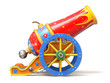 Colorful circus cannon on white background - 3D illustration