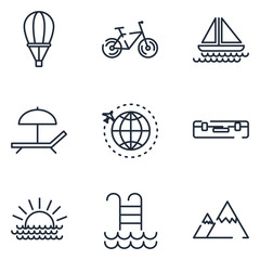 Poster - set Tour and travel icon template color editable. Travel, tourism and hotel pack symbol vector sign isolated on white background illustration for graphic and web design.