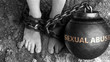 Sexual abuse as a negative aspect of life - symbolized by word Sexual abuse and and chains to show burden and bad influence of Sexual abuse, 3d illustration