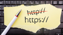 Paper Width Https, Crossed Out Http And Pencil On Laptop Keyboard