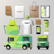 Vector food truck corporate identity template design set. Branding mock up.