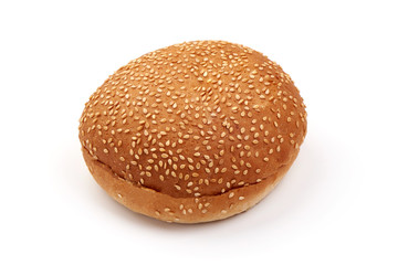 Tasty fresh burger buns with sesame seeds, Hamburger bun, isolated on white background