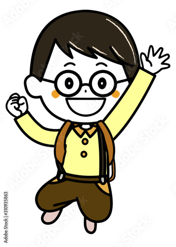 ランドセル ガッツポーズの男の子 ポーズ イラスト Vector De Stock Adobe Stock