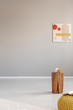 © Photographee.eu - Empty grey room with stylish wooden table with vases