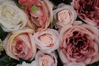 Colorful beauty pink and white roses backdrop for Valentines day wedding concept background texture