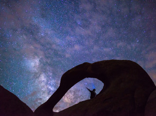 Wall Mural - Milky way over the alabama hills and mount whitney, California