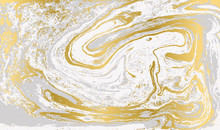 Green And Gold Ripple Of Agate Background. Golden Powder Marble