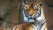 Sumatran tiger mid shot looking off camera left