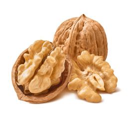 Wall Mural - Walnuts in shells isolated on white background