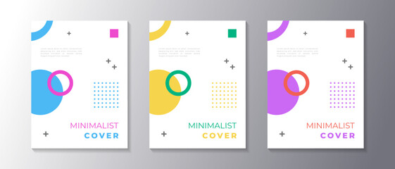 Wall Mural - Minimalist design cover set with memphis geometric background, applicable for poster, flyer, banner, magazine