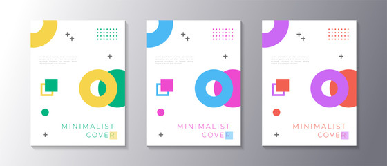 Wall Mural - Minimalist design cover set with memphis geometric background, applicable for poster, flyer, banner, magazine