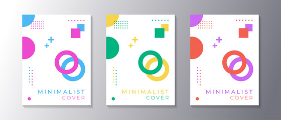 Wall Mural - Minimalist design cover set with memphis geometric background, applicable for poster, flyer, banner, magazine