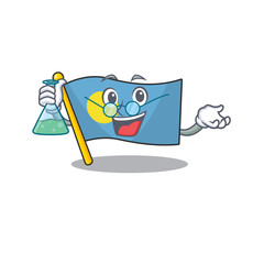 Sticker - Funny and Smart Professor flag palau Scroll mascot holding glass tube