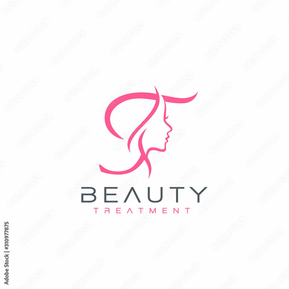 Letter T beauty Face Logo Design Vector Icon Stock Vector | Adobe Stock