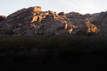 Wall Mural - Rocks lit up during sunset at Hueco Tanks, Texas. 