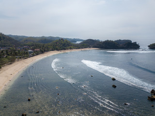 aerial view of beautiful beach with nice coral