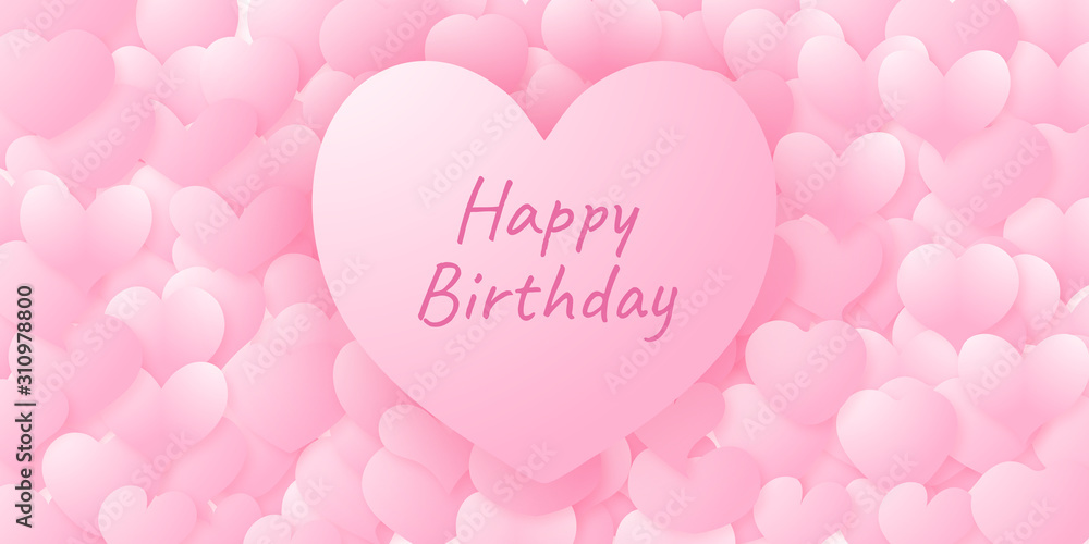 Pink happy birthday greeting card background wallpaper illustratation ...
