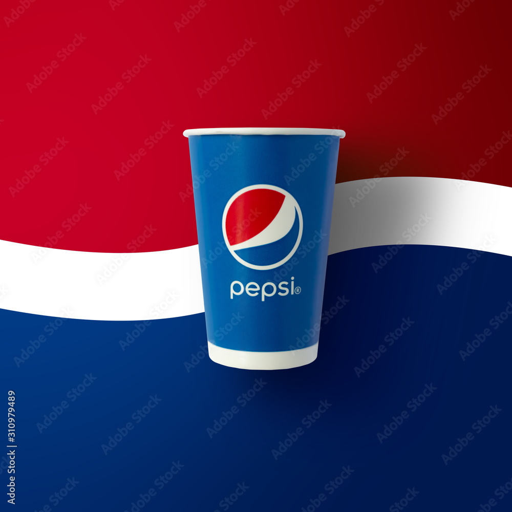 BANGKOK, THAILAND - December 18, 2019: Pepsi paper cup with new Pepsi ...