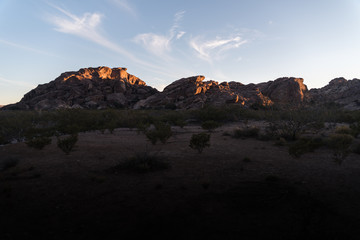 Wall Mural - Rocks lit up during sunset at Hueco Tanks, Texas. 