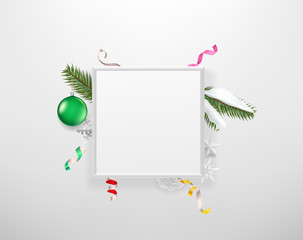 Poster - Blank white frame with holiday accesories