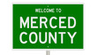 Rendering of a green 3d highway sign for Merced County