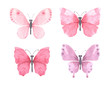 Pink bright watercolor butterfly