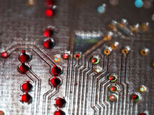 Closeup Of Computer Micro Circuit Board