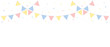 © K Ching Ching - Cute pastel colored triangle party buntings with confetti border. Baby and kids party decoration. Flat vector illustration.