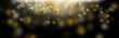 Gold Glitzer und Goldregen auf dunklem Hintergrund, Banner, Luxushintergrund, Bokeh