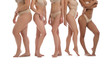 © New Africa - Group of women with different body types in underwear on white background, closeup