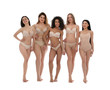 © New Africa - Group of women with different body types in underwear on white background