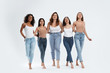© New Africa - Group of women with different body types on light background