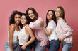 © New Africa - Group of women with different body types on pink background