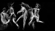  Scenography Of Dancers Dancing In Black And White, Blurred Effect Photography