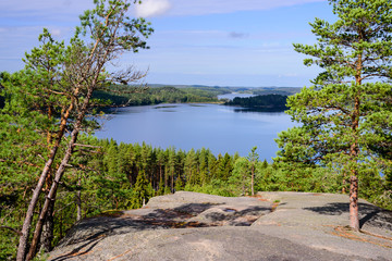 Wall Mural - Hiidenvuori Hill is a scenic lookout with a beautiful view of the lake, Finland