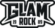 Glam rock logo, badge, emblem on stage background