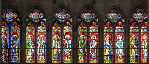 Fotografía Detail of a stained glass window of a church in the city of Troyes in France