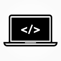 Wall Mural - programming on monitor icon vector illustration