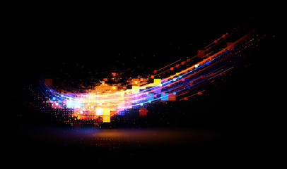 Wall Mural - Glow effect. Ribbon glint. Curved lines. Power energy. LED glare tape. Shining neon cosmic streaks. Magic design round whirl. Swirl trail effect. Smooth wave.  Gentle arc. Light flow.  Sci fi tech