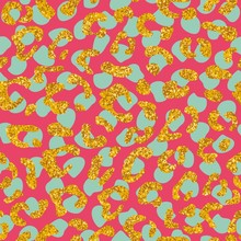 Seamless Leopard Pattern Design, Animal Pink, Mint Green And Golden Tile Print Background Vector Illustration 
