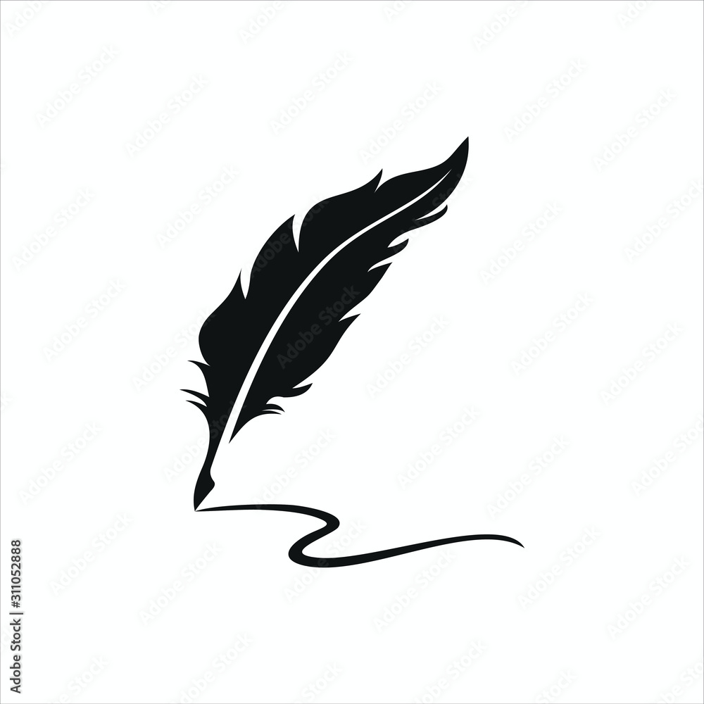 feather pen logo silhouette vector design template premium - obrazy, fototapety, plakaty 