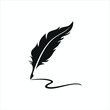 feather pen logo silhouette vector design template premium