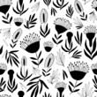 Hand drawn australian flowers, vector seamless pattern