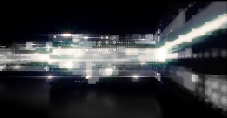 Wall Mural - 3d illustration. 3d studio space. led light panels. future tech. shine stylish scene. neon flare. co