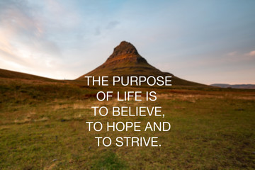 Wall Mural - motivational and inspirational quotes - the purpose of life is to believe, to hope and to strive