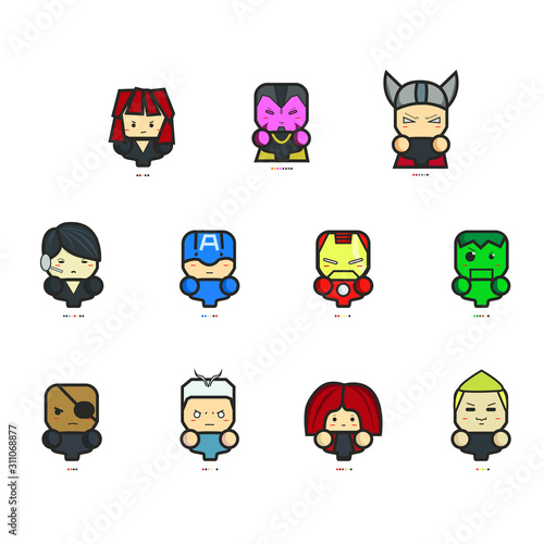 Fotomural Icon The Avengers Age of Ultron and Pantone, Captain America Iron Man and Avenge