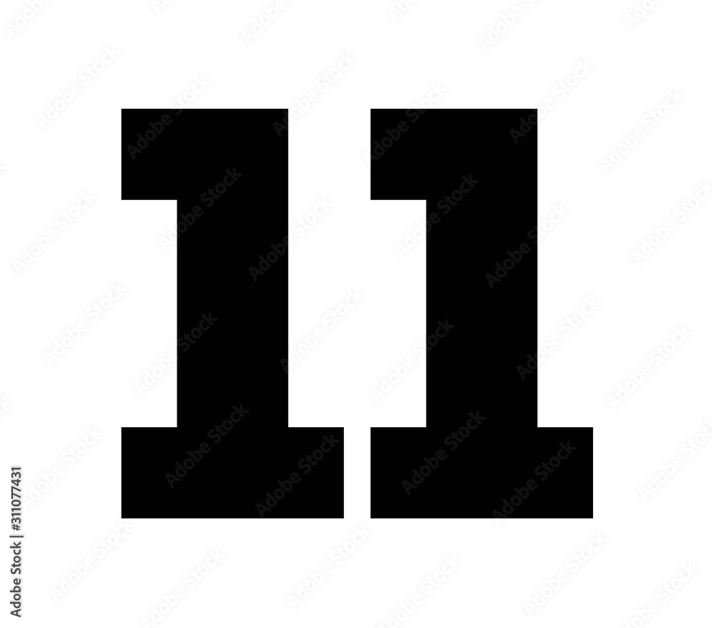 11,Classic Vintage Sport Jersey Number, Uniform numbers in black as fat  fonts, number. For American football, baseball or basketball and ice  Hockey. Stock Illustration | Adobe Stock, image size:1000x882